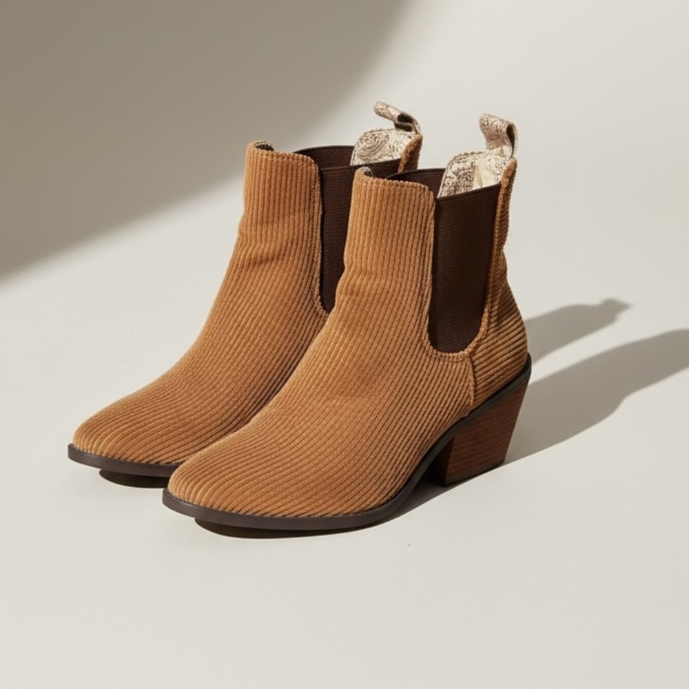Band of Gypsies Tan Corduroy Chelsea Ankle Boots Size 8